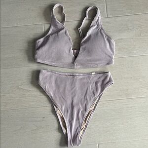 Shade & Shore Ribbed Bikini Set in Light Purple